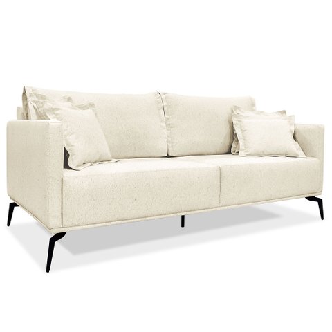 Sofá Living 2 Lugares 1,60m Sirius Linho Natural Pés Metálicos - Pallazio
