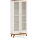 Ver imagem 1 de Estante Multiuso 1 Gaveta E Porta De Vidro Cor Off White/Freijo C704 WJ Dalla Costa