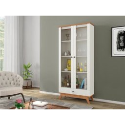 Estante Multiuso 1 Gaveta E Porta De Vidro Cor Off White/Freijo C704 WJ Dalla Costa - 2