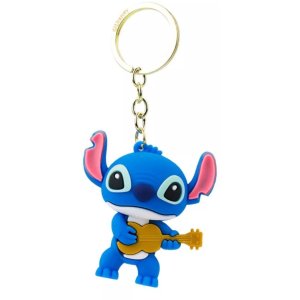 Chaveiro Stitch Violão 6 Cm Emborrachado Disney