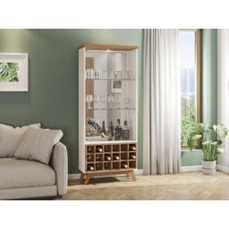 Cristaleira Adega Alta + Led Cor Off White/freijo C712l Wj Dalla Costa - 2