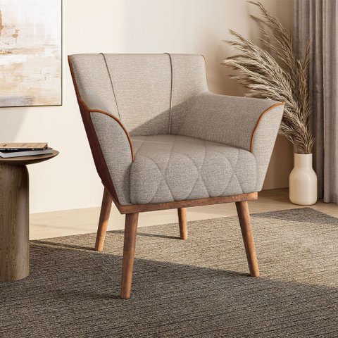 Poltrona Decorativa Dubai em Linho Just Time