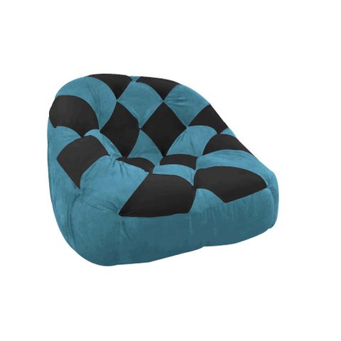 Poltrona Paloma Escritório Sala Pé Plástico Suede Azul Turquesa e Suede Preto - Dominic Decor