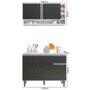 Ver imagem 3 de Balcão Gabinete de Cozinha e Armário Aéreo Vanessa Branco Cinza Escuro - Desk Design