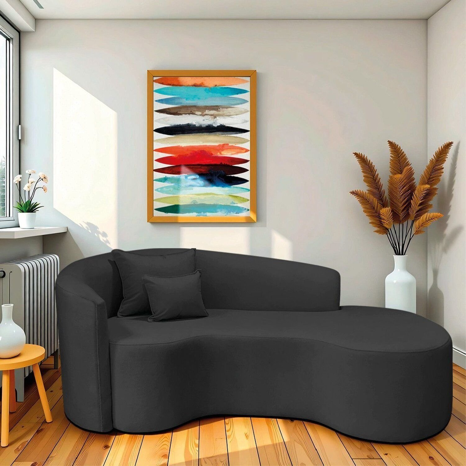 Recamier Curvo Orgânico 200cm 3 Lugares Lado Direito para Sala de Estar ...
