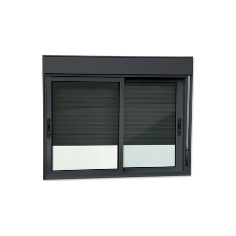 Janela Alumínio Elite 2F.Moveis c/Persiana Integ.100 x 120 V.Liso Preto Brimak