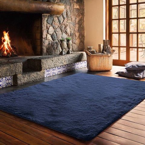 Tapete para Sala Felpudo Melody Azul 1,40x2,00m Jolitex