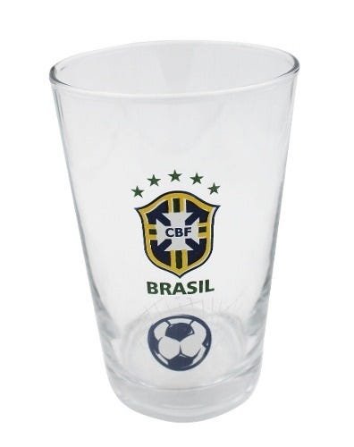 Kit De 4 Copos Caldereta Cerveja Brasão De Vidro Copa Brasil 350 Ml - 4