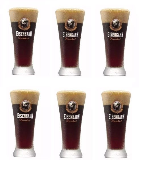 Kit de 6 Copos Eisenbahn Dunkel De Vidro Cerveja 370ml - 1