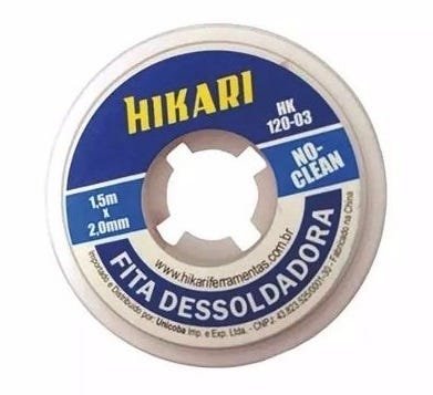 Kit de 10 Fita Malha Dessoldadora Hikari Hk 120 - 03 2.0mm X 1.5 M - 2