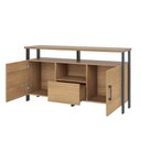 Ver imagem 3 de Balcão Estilo Industrial F44 135cm 2 Portas e 1 Gaveta em Mdf Freijó Preto Fosco Dalla Costa