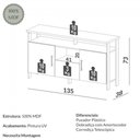 Ver imagem 2 de Balcão Estilo Industrial F44 135cm 2 Portas e 1 Gaveta em Mdf Freijó Preto Fosco Dalla Costa