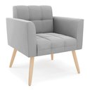 Ver imagem 4 de Kit 1 Sofá Namoradeira e 2 Poltronas Elisa Suede Cinza Pés Palito Natural - D’Rossi