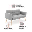 Ver imagem 5 de Kit 1 Sofá Namoradeira e 2 Poltronas Elisa Suede Cinza Pés Palito Natural - D’Rossi