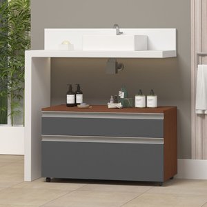 Gabinete Inferior 80cm 2 Gavetas Safira - Cinza Titanium
