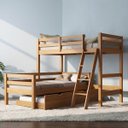 Ver imagem 1 de Cama Treliche em L com Auxiliar Solteiro Madeira:Mel