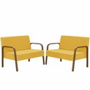 Ver imagem 1 de Kit 2 Poltronas 2 Lugaresjade Braço Madeira Amarelo