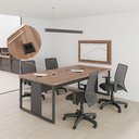 Ver imagem 2 de Mesa Retangular Office Painel e Caixa de Tomada Noce Preto