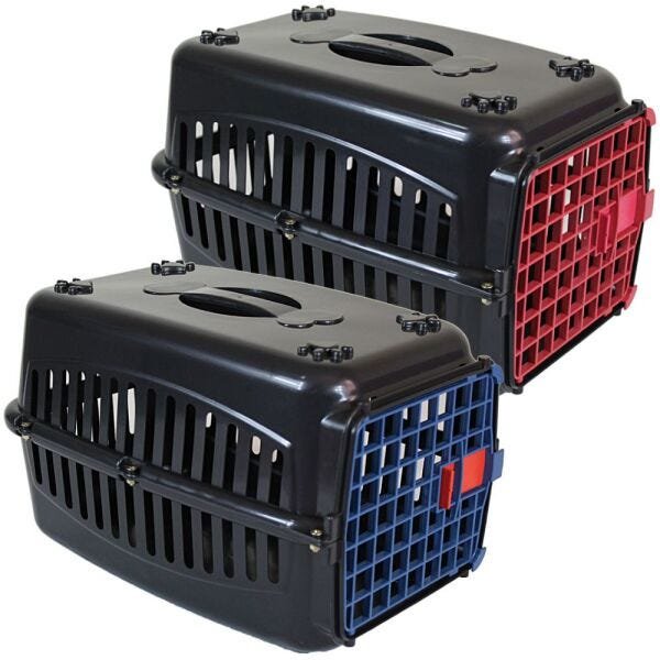 Kit 2 caixas de transporte cachorros e gatos n2 porta colorida - 1