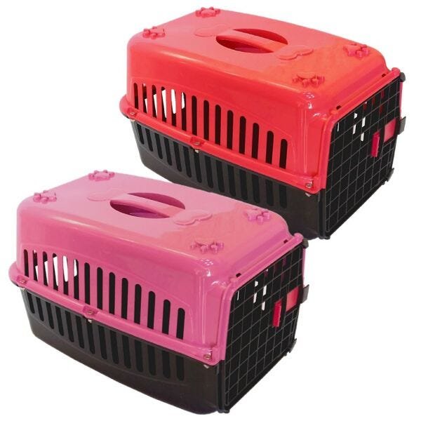 Kit 2 caixas de transporte para cachorro n3 tampa colorida - 1