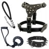 Kit Pitbull Coleira para cachorros peitoral e guia com amortecedor ati-puxão - Preto - 1