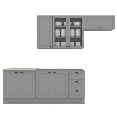 Cozinha Modulada 5 Pecas 280 Cm Ce379 Americana Cinza Calcare Henn
