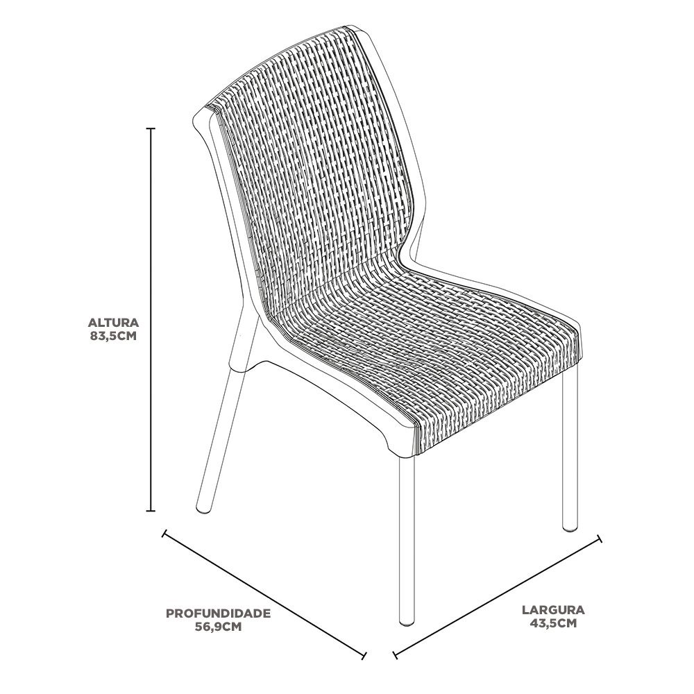 Conjunto 06 Cadeiras Plástica com Braços Shia Marrom Rimax - 3
