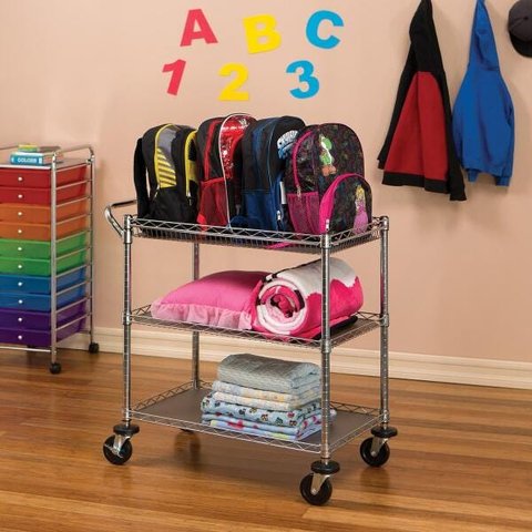 Carrinho Aço Multi Utilitário 3 Prateleiras com Rodas e Trava