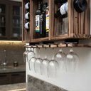 Ver imagem 3 de Barzinho Adega de Madeira Maciça para 15 Garrafas com Porta Rolhas, Tampinhas e Taças - Rústico