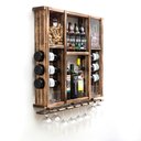 Ver imagem 4 de Barzinho Adega de Madeira Maciça para 15 Garrafas com Porta Rolhas, Tampinhas e Taças - Rústico