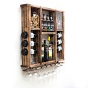 Ver imagem 5 de Barzinho Adega de Madeira Maciça para 15 Garrafas com Porta Rolhas, Tampinhas e Taças - Rústico