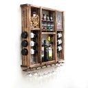 Ver imagem 3 de Barzinho Adega de Madeira Maciça para 15 Garrafas com Porta Rolhas, Tampinhas e Taças - Rústico