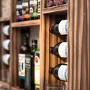 Ver imagem 6 de Barzinho Adega de Madeira Maciça para 15 Garrafas com Porta Rolhas, Tampinhas e Taças - Rústico