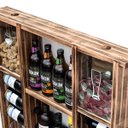 Ver imagem 4 de Barzinho Adega de Madeira Maciça para 15 Garrafas com Porta Rolhas, Tampinhas e Taças - Rústico