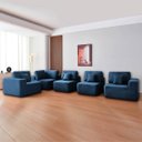 Ver imagem 6 de Kit Sofá Modular 5 Lugares Moderno Curvo Orgânico Adapt Linho