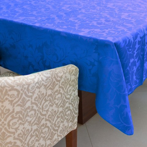 Toalha de Mesa Jantar 6 Lugares Jacquard 2,10x1,40m Azul