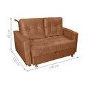 Ver imagem 2 de Sofá Cama 2 Lugares Duleek Veludo Ferrugem