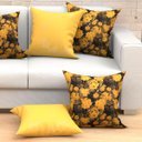 Ver imagem 2 de Capa para Almofada Floral Amarela Estampada 6 Unidades 60cm x 60cm Grande Tecido Jacquard