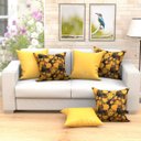 Ver imagem 1 de Capa para Almofada Floral Amarela Estampada 6 Unidades 60cm x 60cm Grande Tecido Jacquard