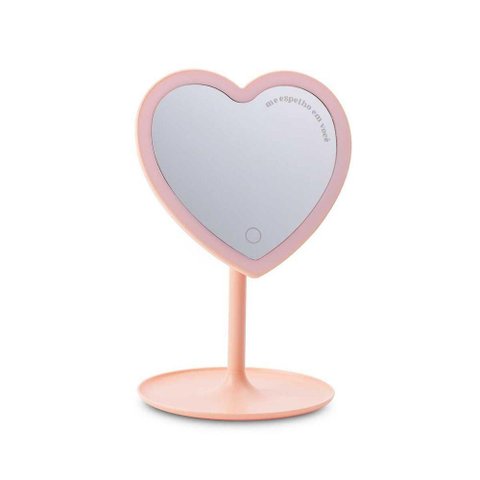 Espelho de Mesa com Led Coração Rosa