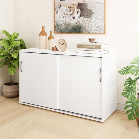 Armário Organizador 140cm 2 Portas de Correr Escritório F5 Cor:branco