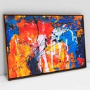 Ver imagem 1 de Quadro Decorativo em Canvas Pincelada Colorida TaColado Moldura Flutuante 4,5cm Freijó 120 x 80cm