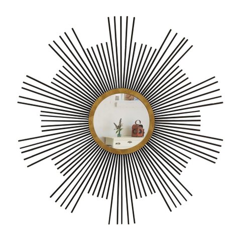 Espelho decorativo de parede redondo com moldura palitada Quasar Preto