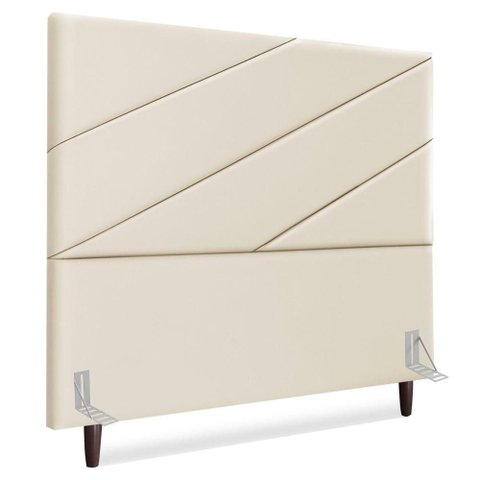 Cabeceira Casal 140 Cm com Frame Cristal Corino Bege Artte Bege