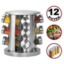 Ver imagem 2 de Porta Tempero e Condimentos Aço Inox com 12 Potes e Suporte Giratório e Base Redonda para Cozinha