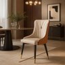 Cadeira de Jantar Estofada Verona Design Italiano Encosto Anatômico Base em Metal - Bege/caramelo - 2