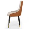 Cadeira de Jantar Estofada Verona Design Italiano Encosto Anatômico Base em Metal - Bege/caramelo - 4