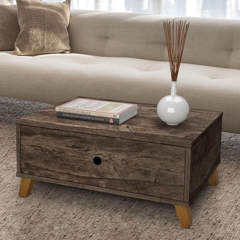 Mesa de Centro 1 Gaveta Moderna Camboja Castani