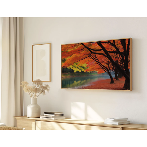Quadro Decorativo N°137 115x70cm - Panorâmico Paisagem Árvores de Outono no Rio - Rollflex