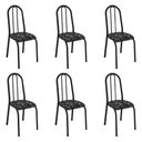 Ver imagem 1 de Kit 6 Cadeiras de Cozinha Flórida Estampado Preto Florido Pés de Ferro Preto